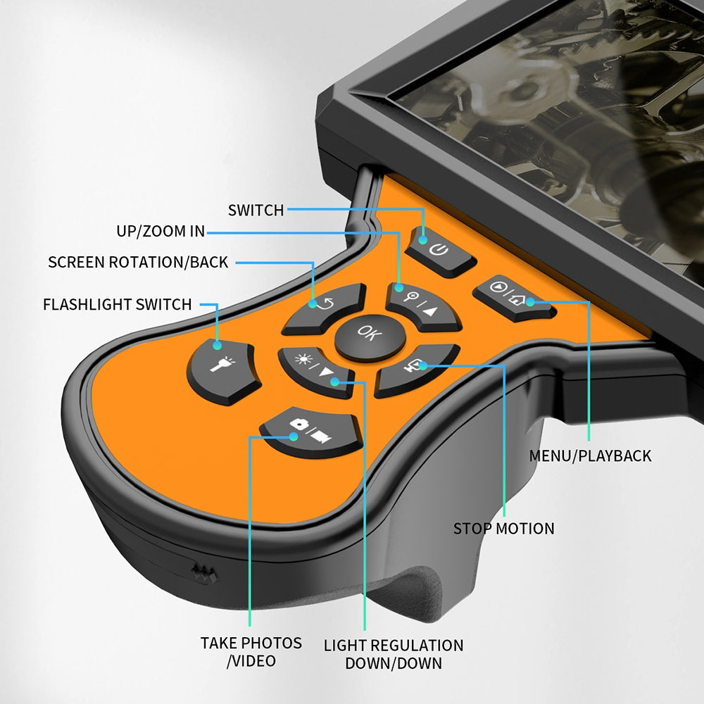 M50 1m Hard Wire 8mm Lens 5-inch Screen Endoscope 8-LED Waterproof HD Industrial Inspection Camera Borescope - Blue