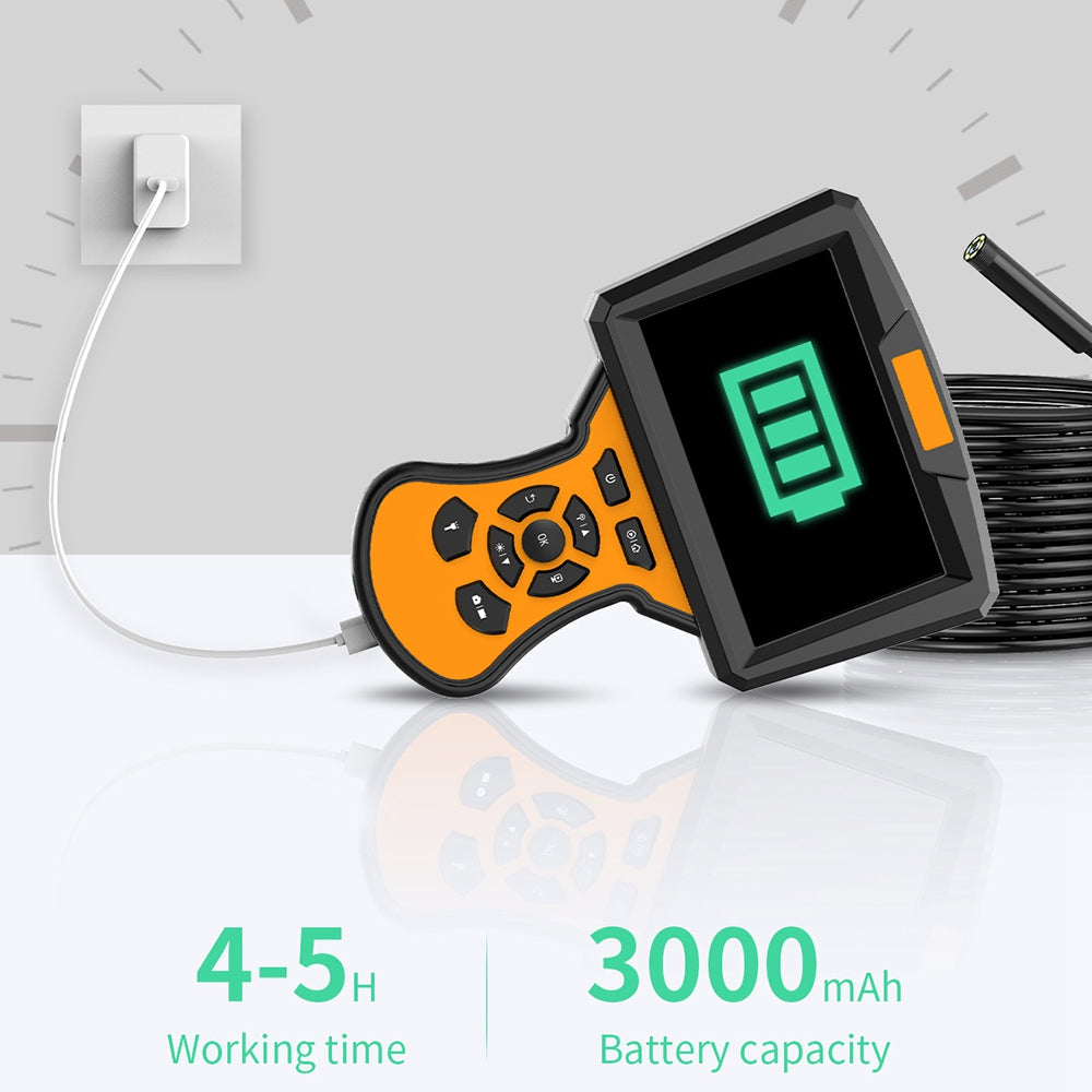 M50 1m Hard Wire 5-inch Screen Hand-held Industrial Endoscope 1080P 5.5mm Lens 8-LED Waterproof Inspection Borescope - Blue