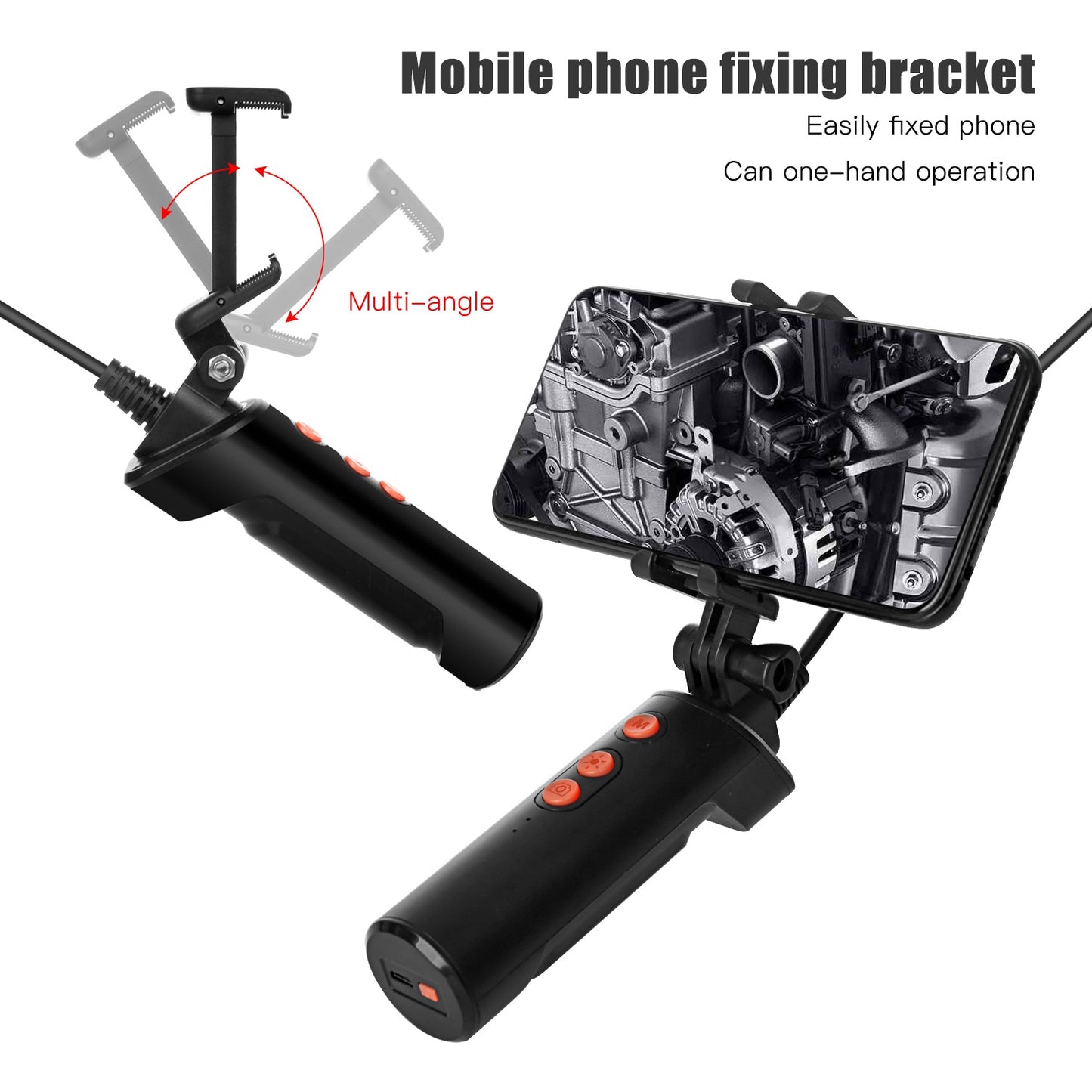 F280 2m Hard Wire 8mm Dual Lens WiFi Industrial Endoscope Dimmable 9-LED Hand-held Waterproof Sewer Pipe Inspection Camera