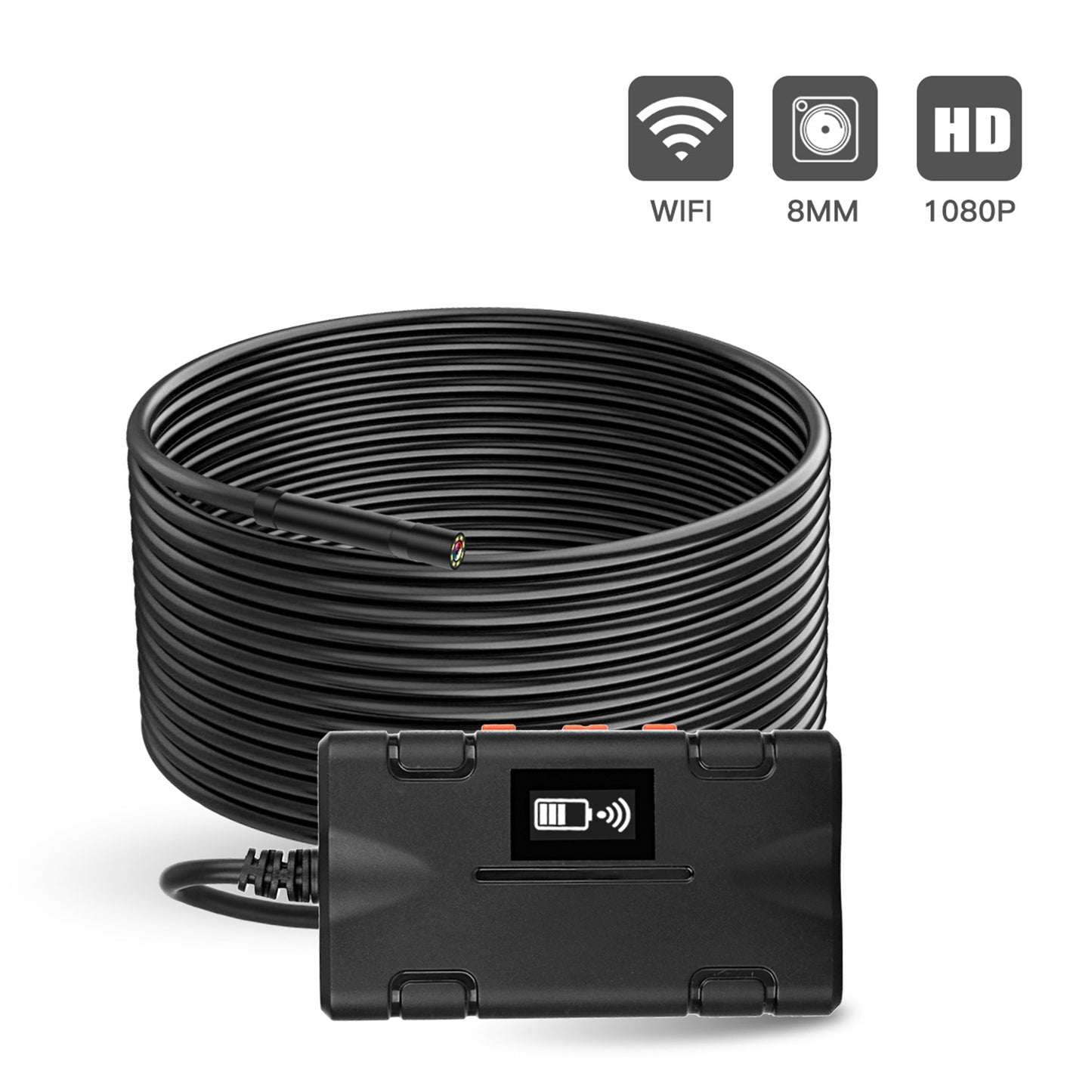 F270 2m Hard Wire 8mm Lens WiFi Industrial Endoscope Dimmable 8-LED Waterproof Sewer Pipe Inspection Camera