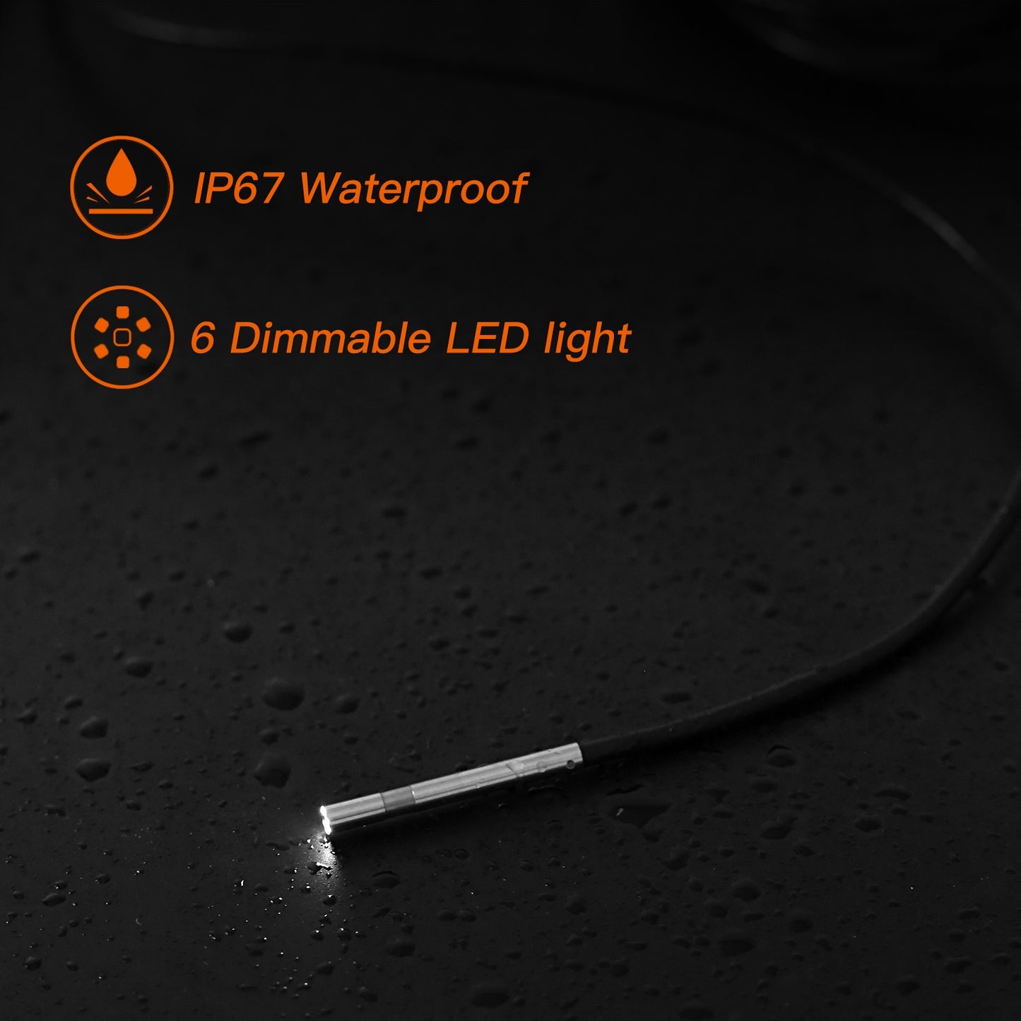 F240 WiFi Wireless Industrial Endoscope IP67 Waterproof 3.9mm Borescope Scope Camera with 10m Hard Wire