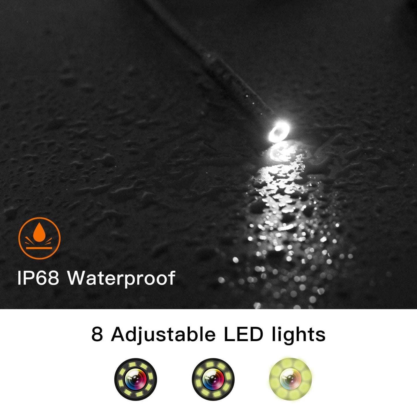 P60A 2m Hard Wire 3.9mm Lens Industrial Endoscope Inspection with 8 LED Lights and 2.4inch Screen Display