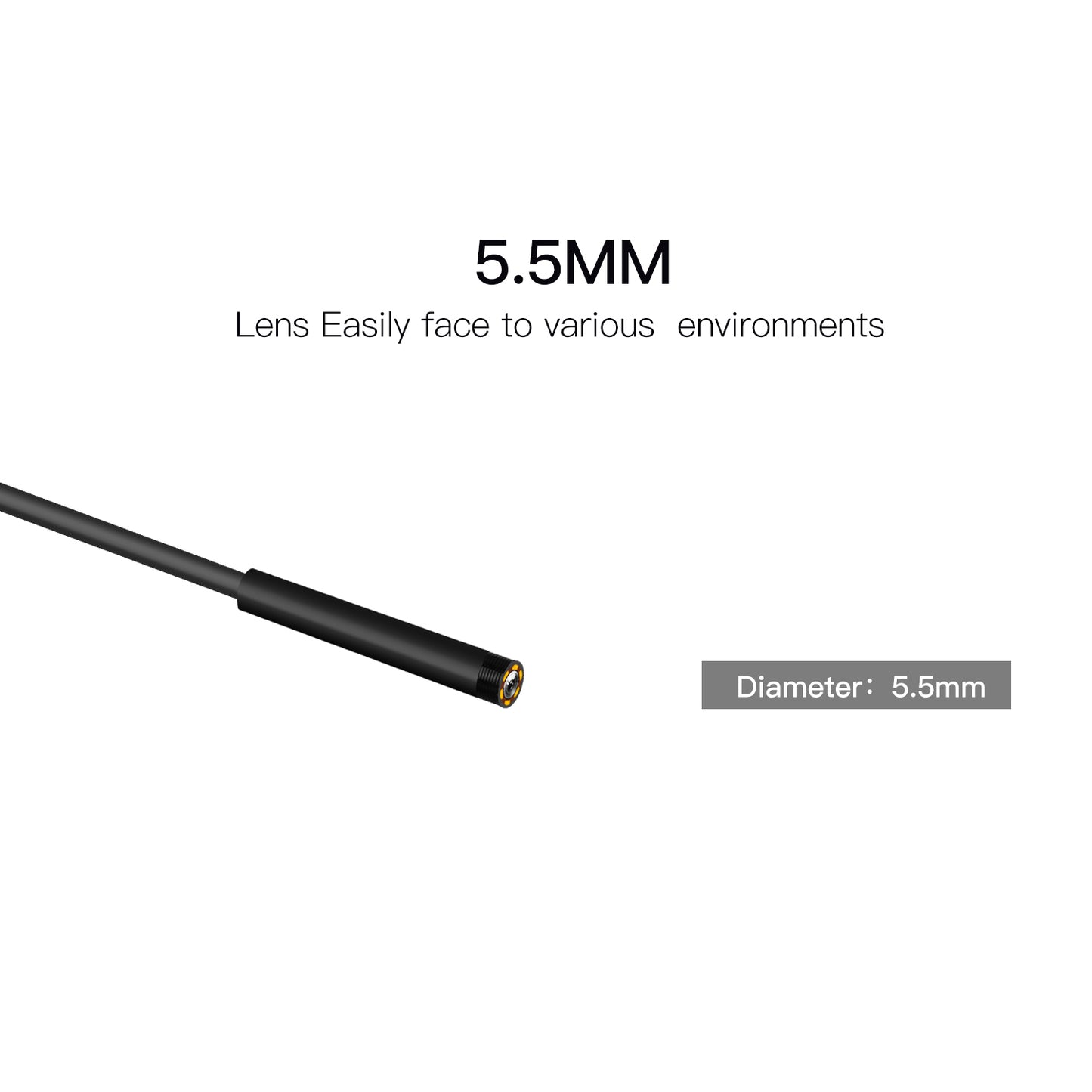 P60A 10m Hard Wire 5.5mm Lens Portable 2.4 inch Screen Industrial Endoscope HD 1080P Pipe Inspection Camera Borescope