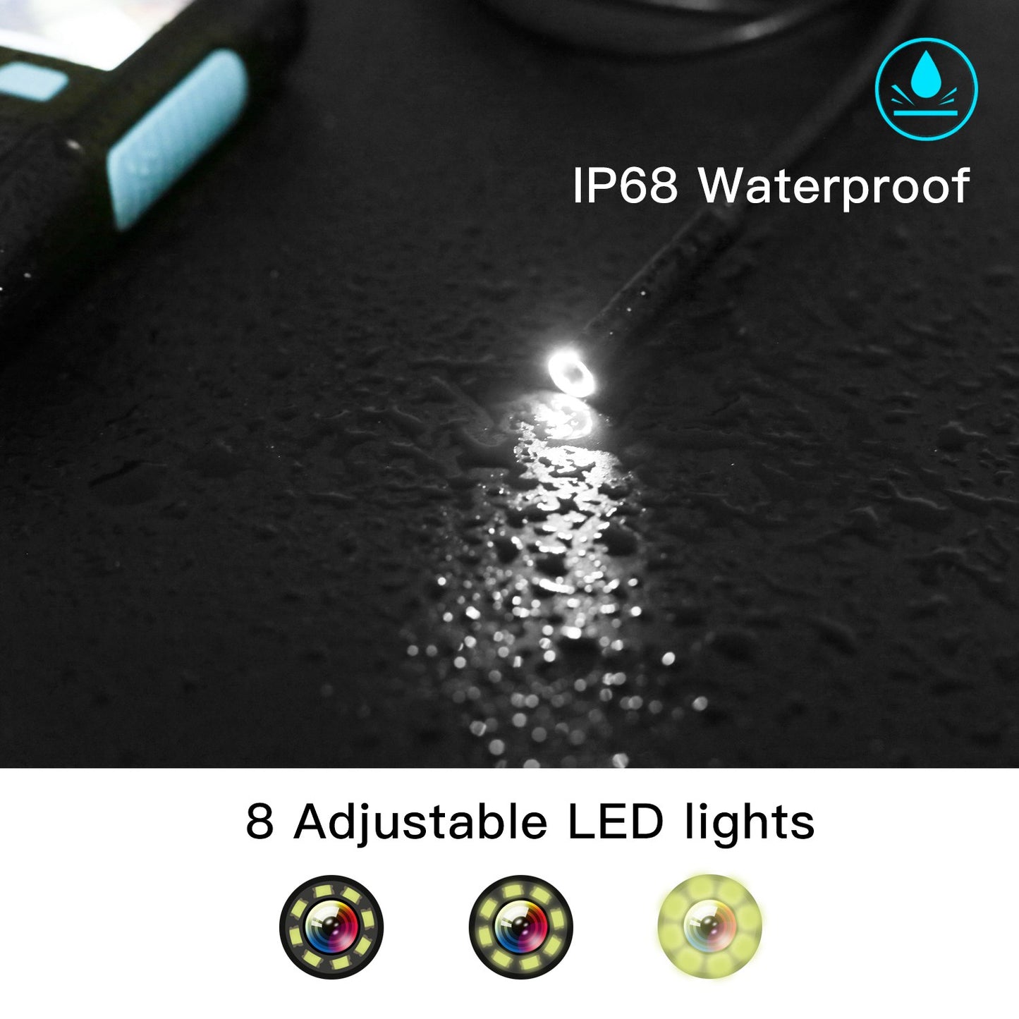 P60B 10m Hard Wire 2.4 inch Screen HD 1080P 5.5mm Lens Hand-held Endoscope Waterproof Inspection Camera Borescope