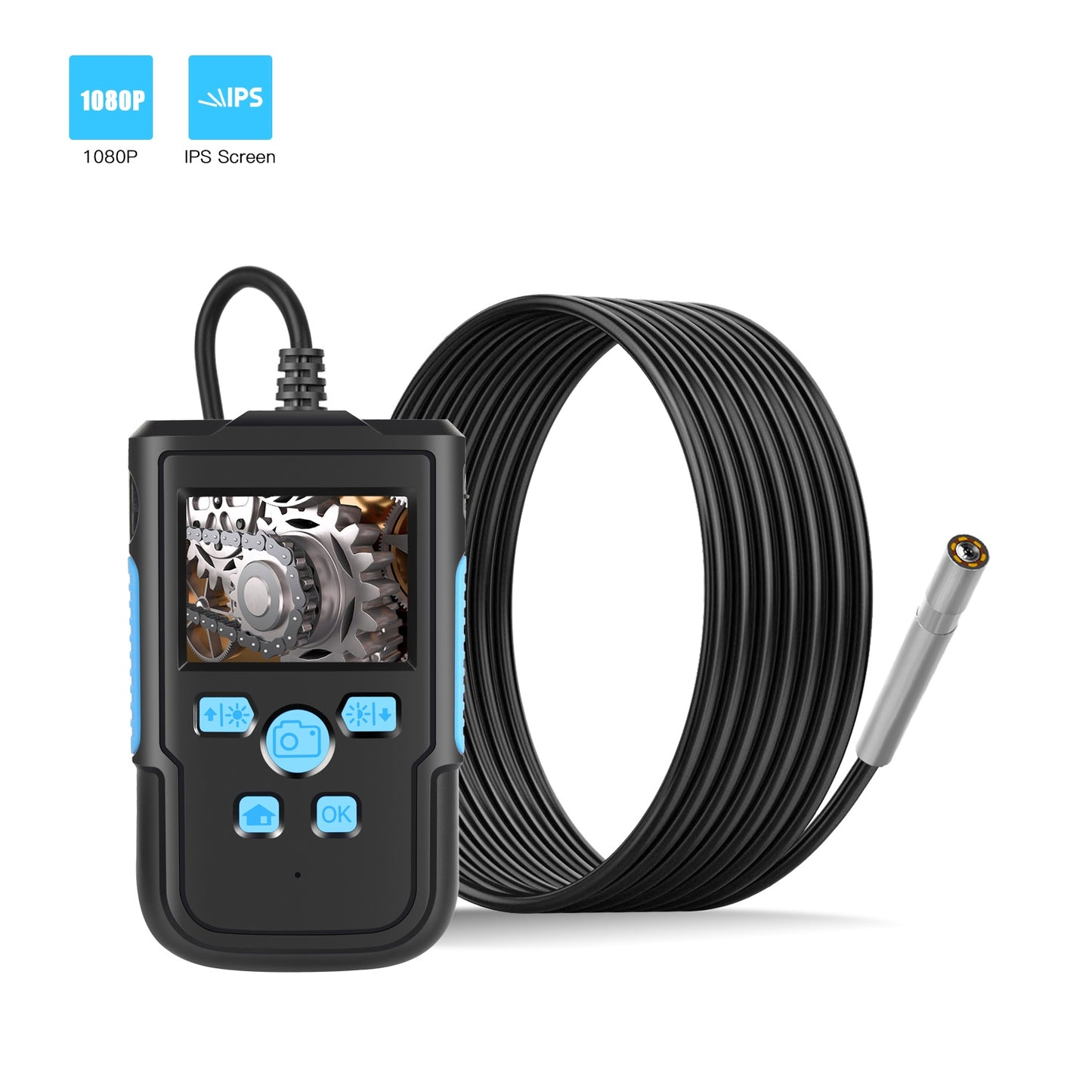 P60B 5m Hard Wire 2.4 inch Screen 3.9mm Lens Industrial Endoscope HD Waterproof Borescope Inspection Camera