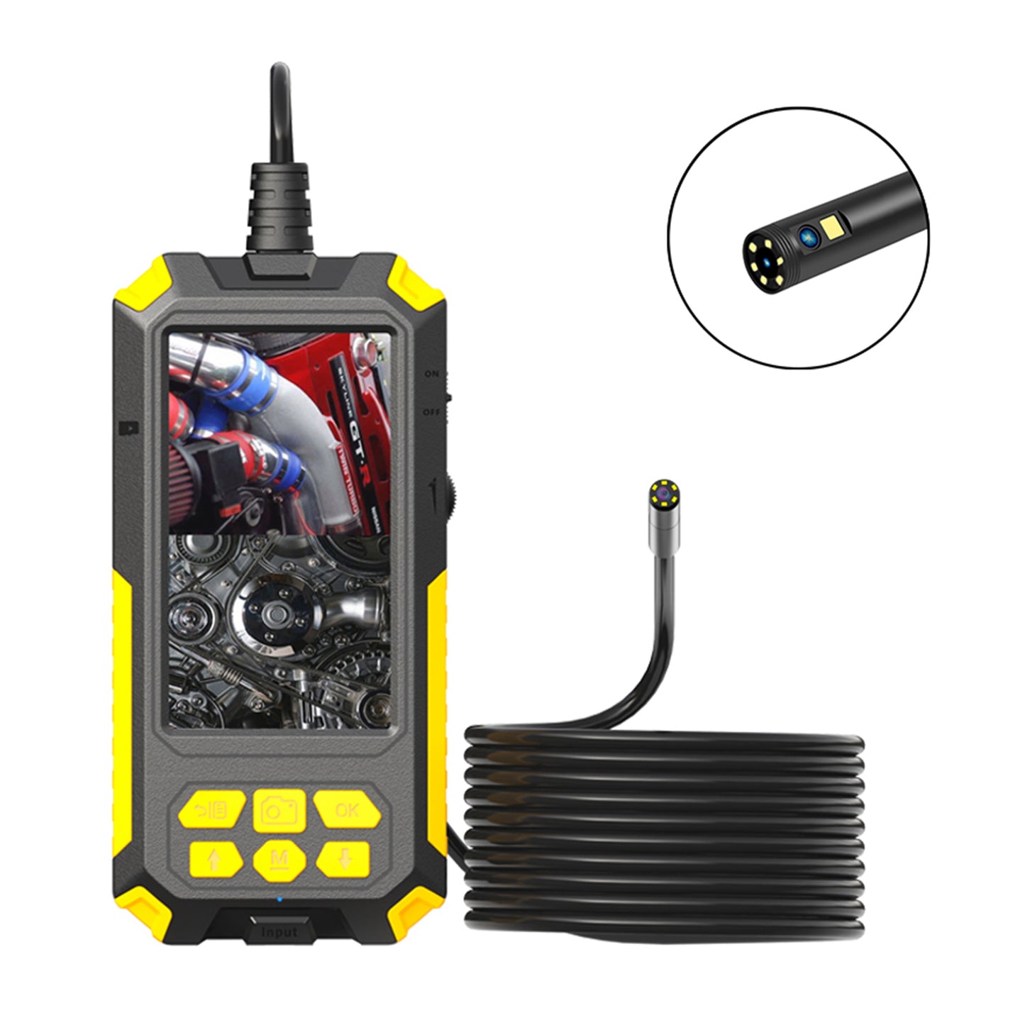 P50 10m Hard Wire 5.5mm Dual Lens Portable 4.5 inch Screen HD 1080P Industrial Endoscope Rechargeable Waterproof Pipe Inspection Camera
