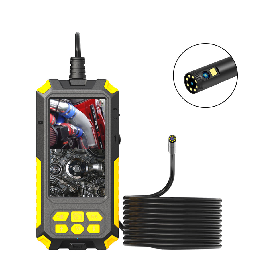 P50 5m Hard Wire 8mm Dual Lens Industrial Endoscope 4.5 inch Screen Portable Waterproof HD Borescope Pipe Inspection Camera