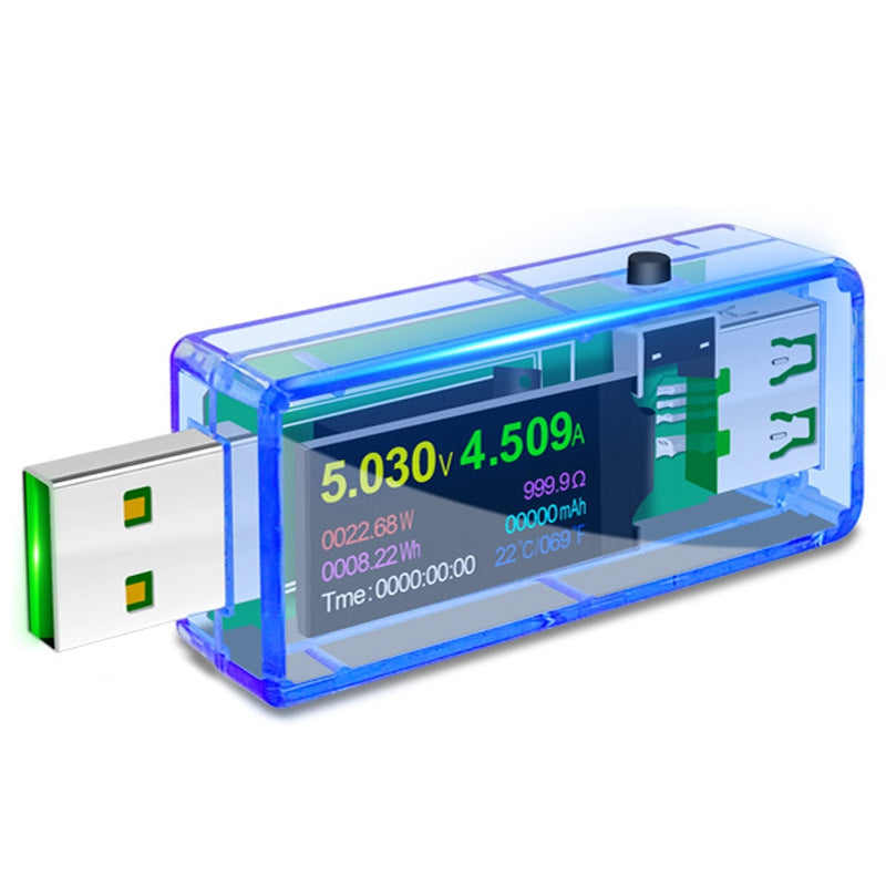 Juwei U96P Digital Multimeter USB Tester IPS Digital Display Voltage Current Watt Meter Automatic Detection Tool - Blue
