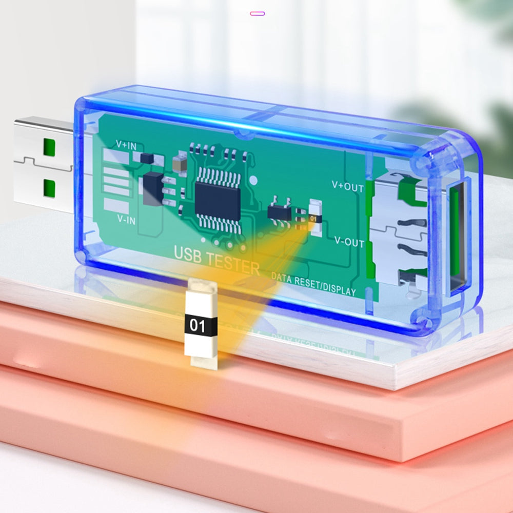 Juwei U96P Digital Multimeter USB Tester IPS Digital Display Voltage Current Watt Meter Automatic Detection Tool - Transparent