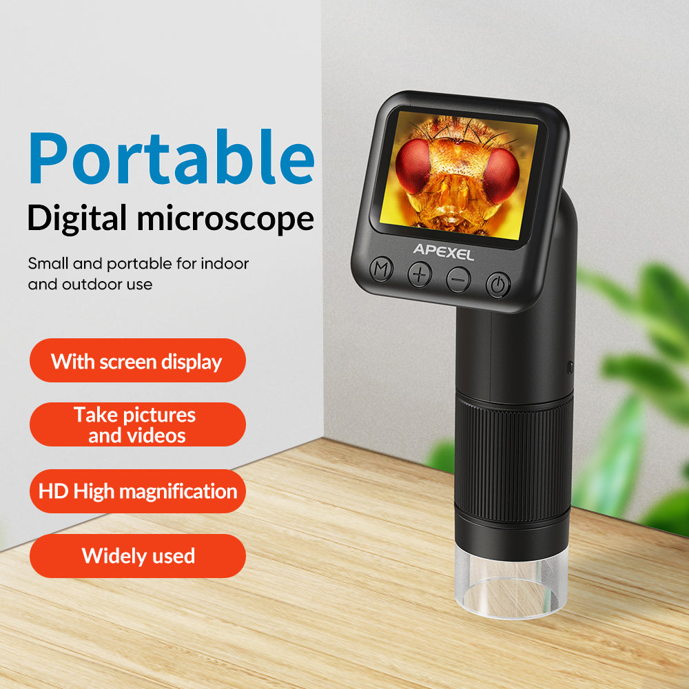 Apexel MS008 Handheld Portable Digital Microscope Electronic Magnifier Camera with HD 2-Inch Screen