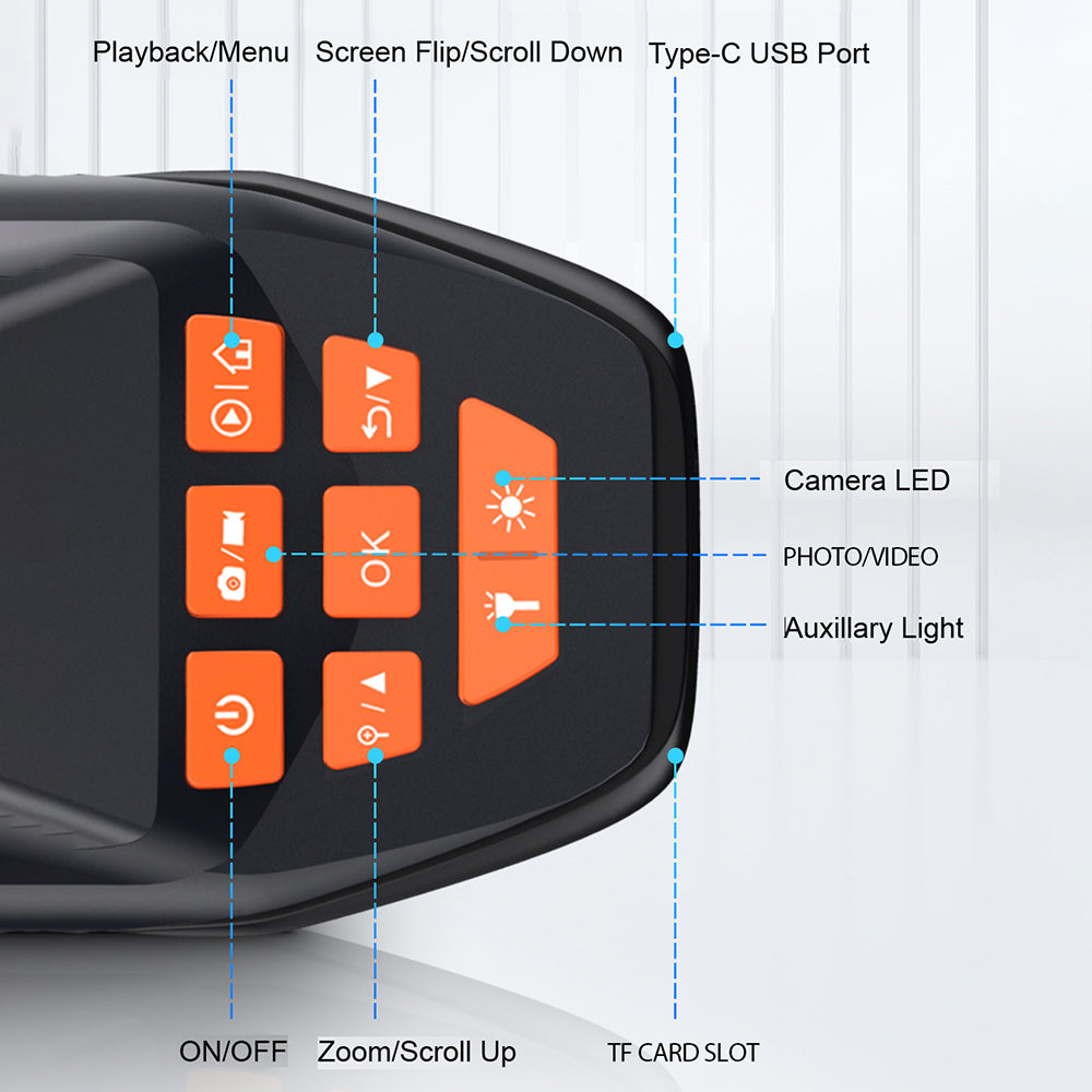 M30 2m Wire 5mm Dual-Lens 3inch Screen Endoscope Camera 7-LED Waterproof Industrial Borescope Inspection Tool