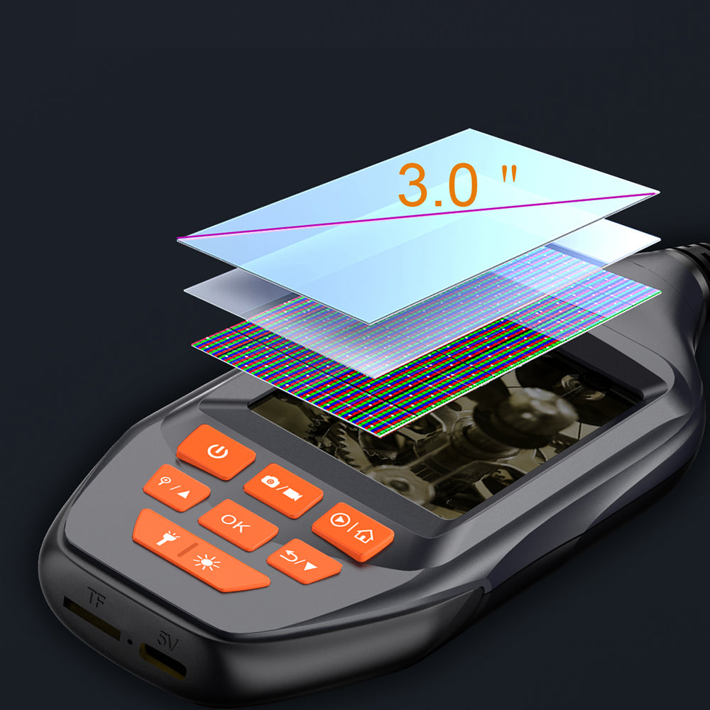 M30 1m Wire 8mm Dual-Lens 3inch Screen Endoscope Camera 7-LED Waterproof Industrial Borescope