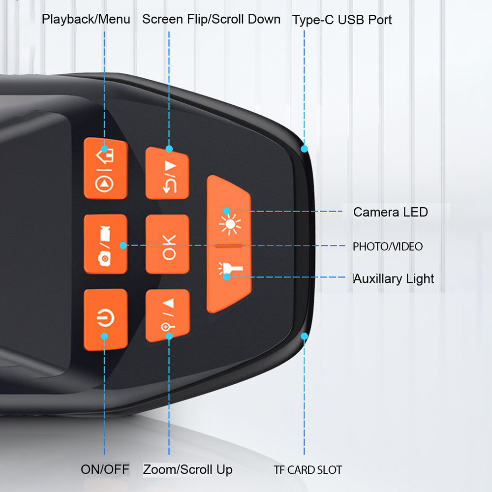 M30 5m Wire Pipe Sewer Inspection Camera 8mm Dual Lens 1080P Industrial Endoscope 3inch Screen Waterproof Borescope with 7 LED