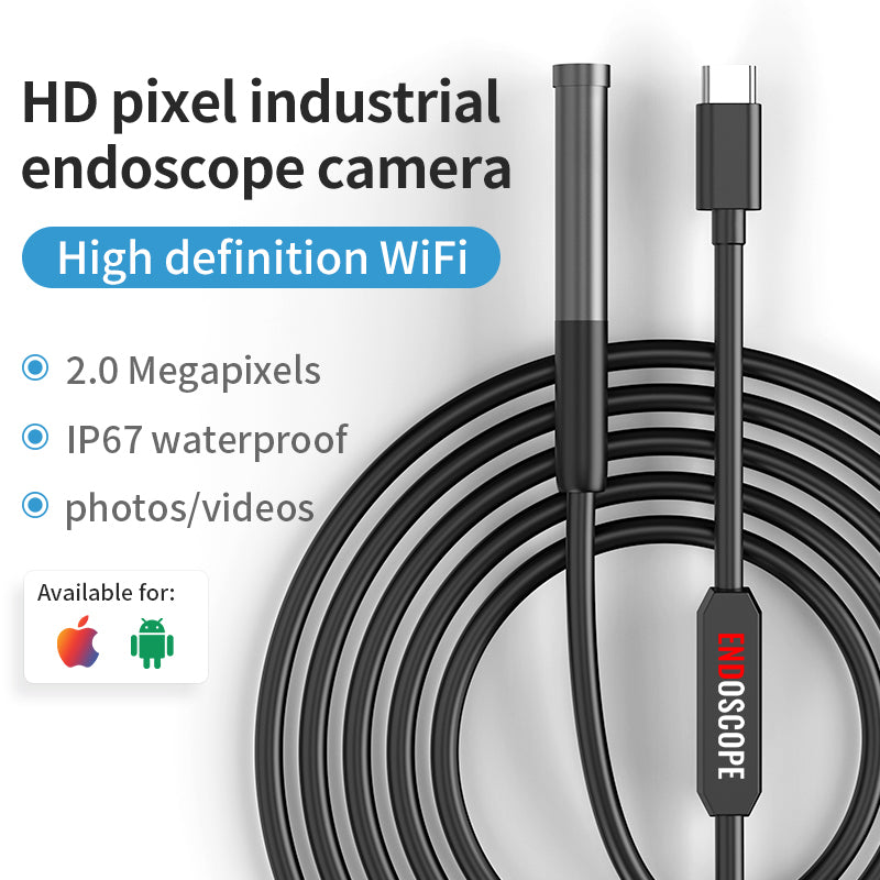 W300 1m Wire 8mm Lens 1080P HD Borescope Camera IP67 Waterproof Industrial Inspection Borescope for iOS Android