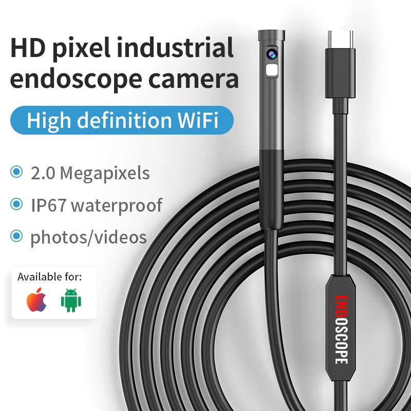 W300 1m Wire 8mm Dual Lens Endoscope IP67 Waterproof 1080P Borescope Inspection Camera for iOS Android