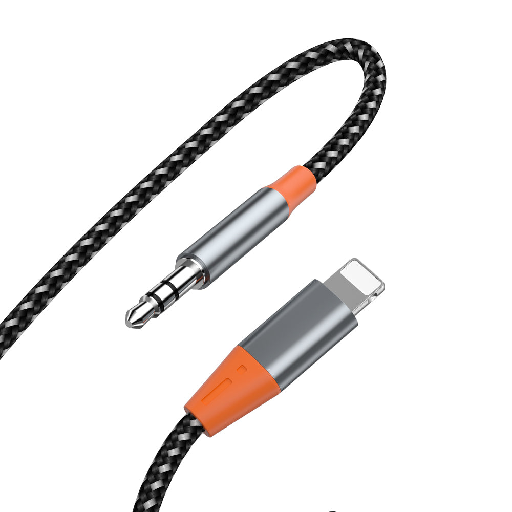 Wiwu YP06 1.2m Lightning Male to 3.5mm Male Audio Cable Aluminum Alloy + Nylon Braided Car Audio Cord