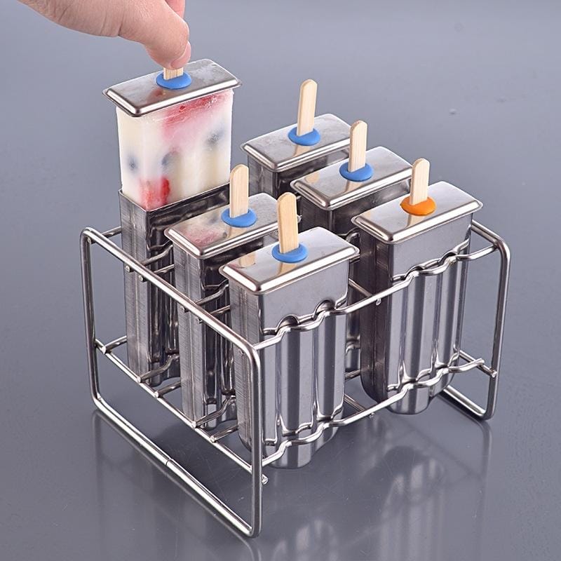 Stainless Steel DIY Ice Cream Mold Household Popsicle Ice Cream Mold (6 Watermelon Cups Double Slot)