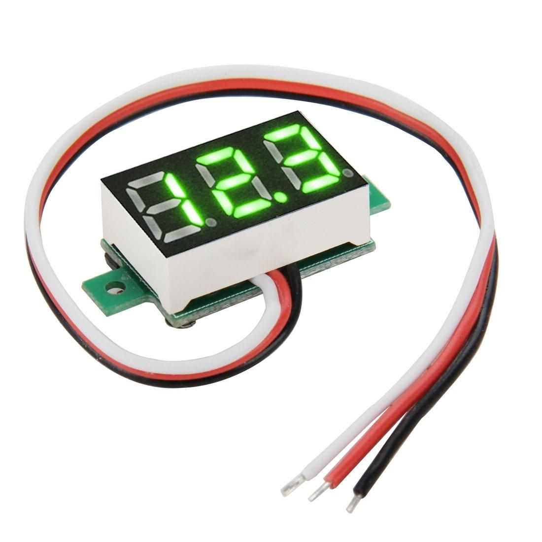 V20D 3 Wires DC 3-30V Green Light Display Mini Digital Voltage Panel Meter, Measure Voltage: DC 0-100V (Style1)