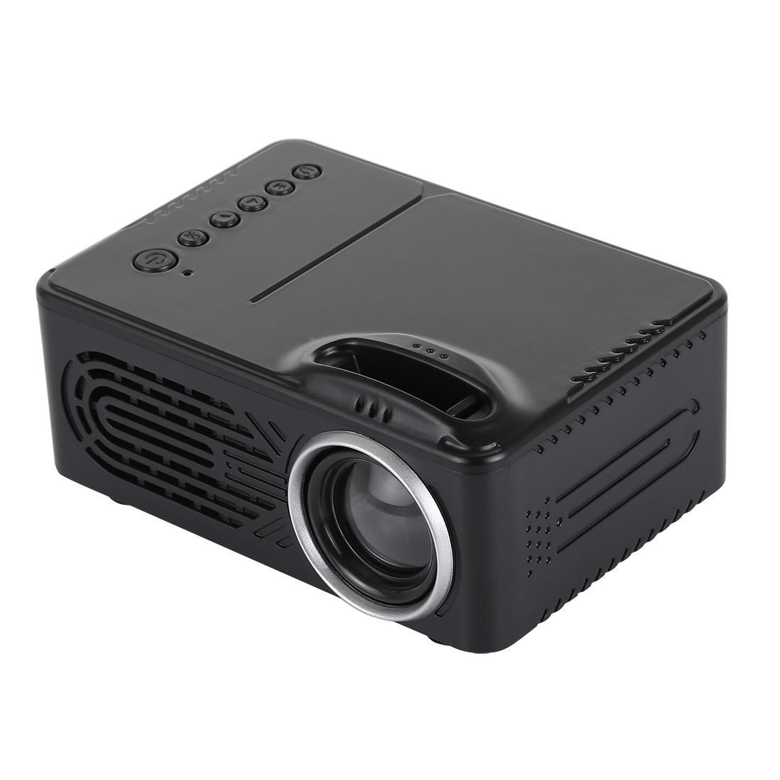 RD814 600 Lumens 320x240 Home Theater LED Projector with Remote Control, Support AV & USB & TF (Black)