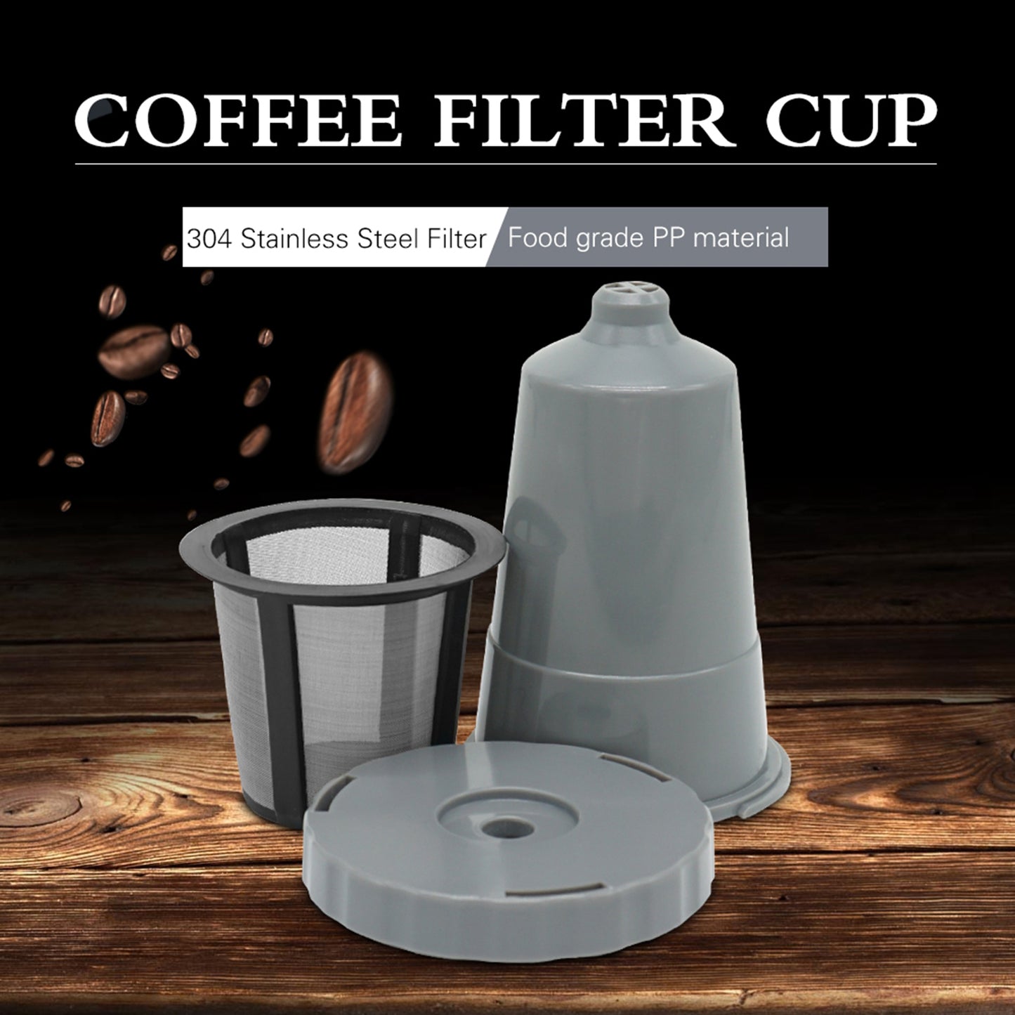 3x Reusable K Cups Refillable Pod Coffee Filters for Cafe Bar Gray