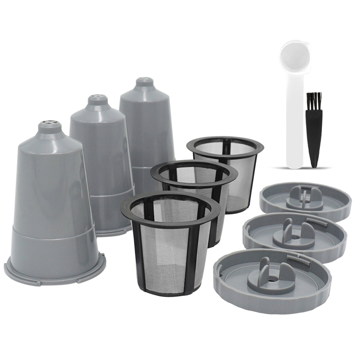 3x Reusable K Cups Refillable Pod Coffee Filters for Cafe Bar Gray