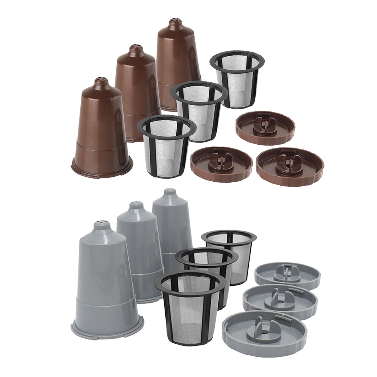3x Reusable K Cups Refillable Pod Coffee Filters for Cafe Bar Gray