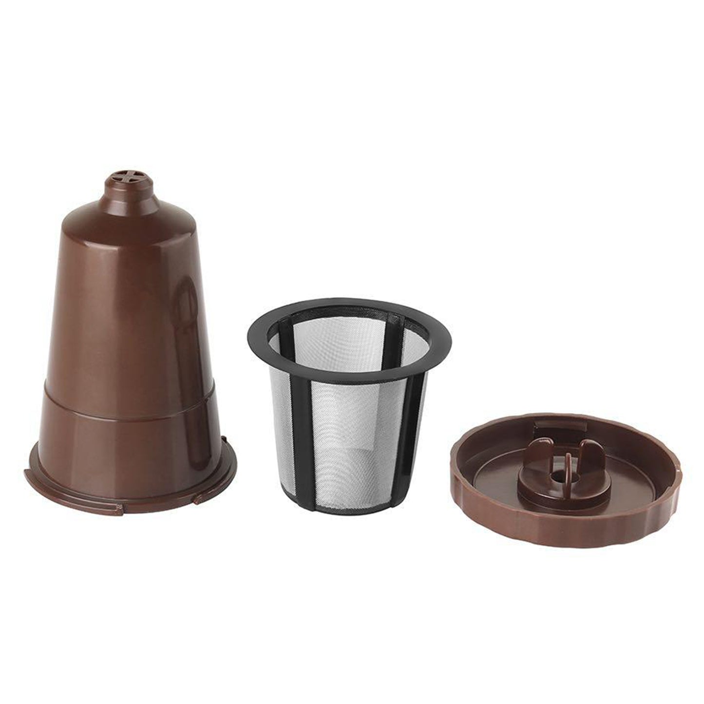 3x Reusable K Cups Refillable Pod Coffee Filters for Cafe Bar Brown