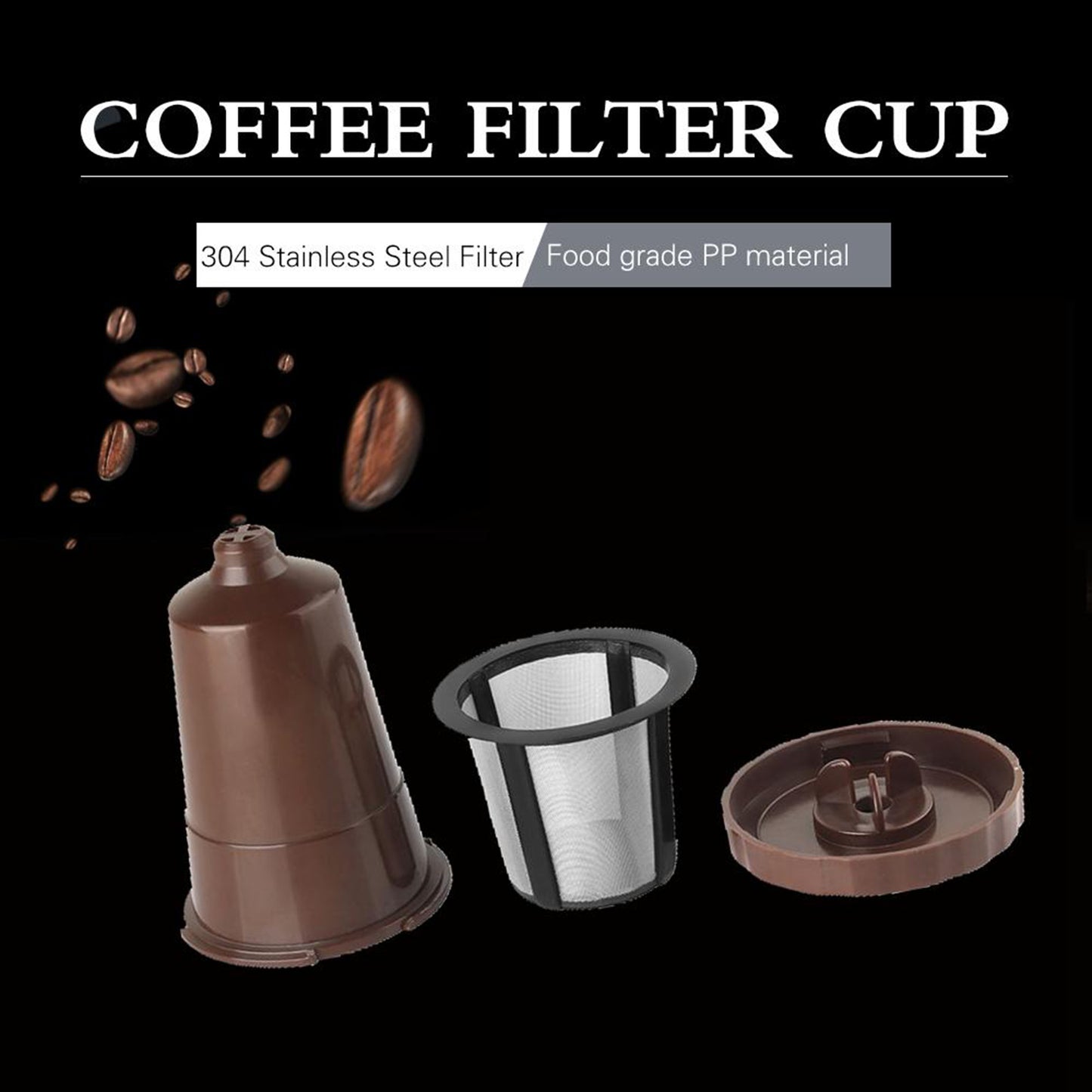 3x Reusable K Cups Refillable Pod Coffee Filters for Cafe Bar Brown
