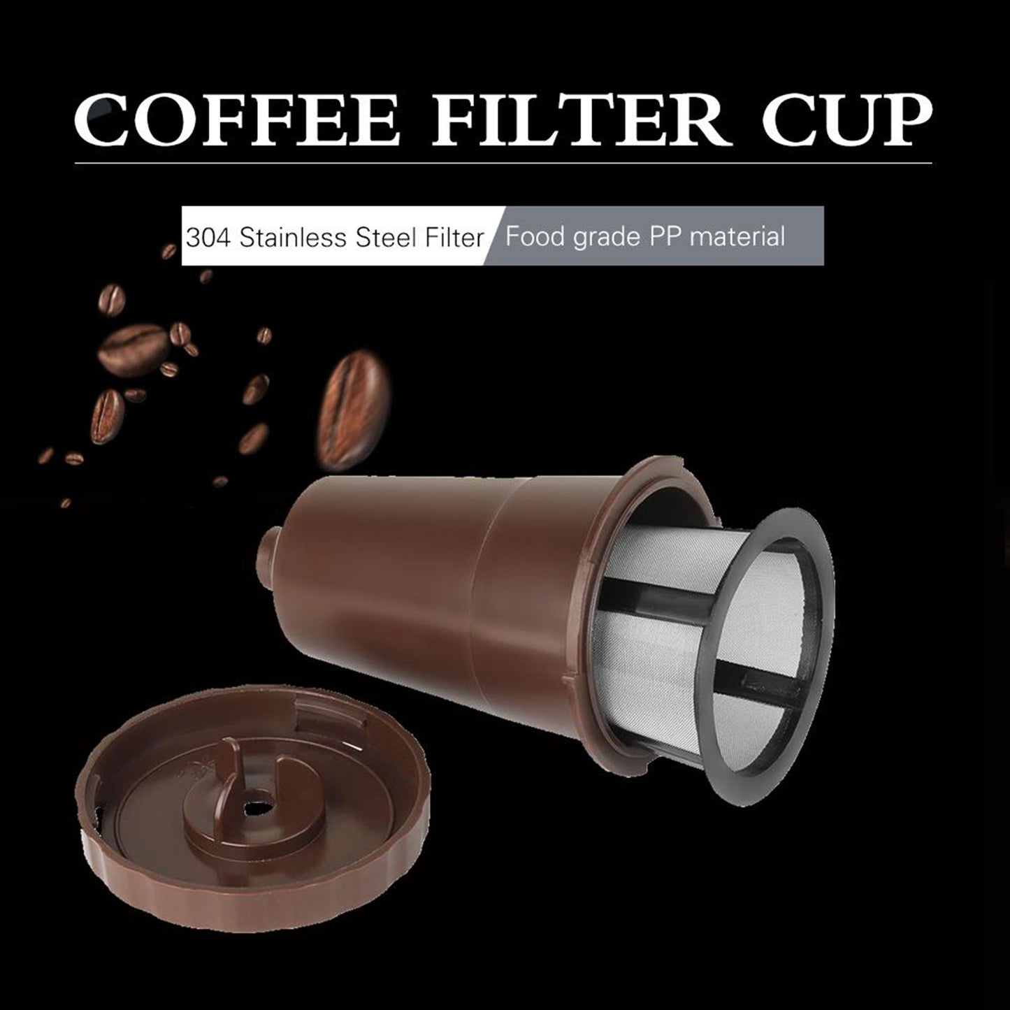 3x Reusable K Cups Refillable Pod Coffee Filters for Cafe Bar Brown