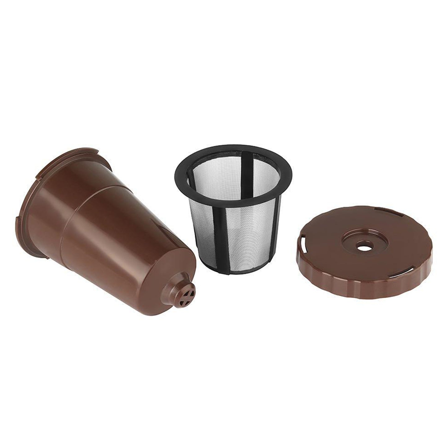 3x Reusable K Cups Refillable Pod Coffee Filters for Cafe Bar Brown
