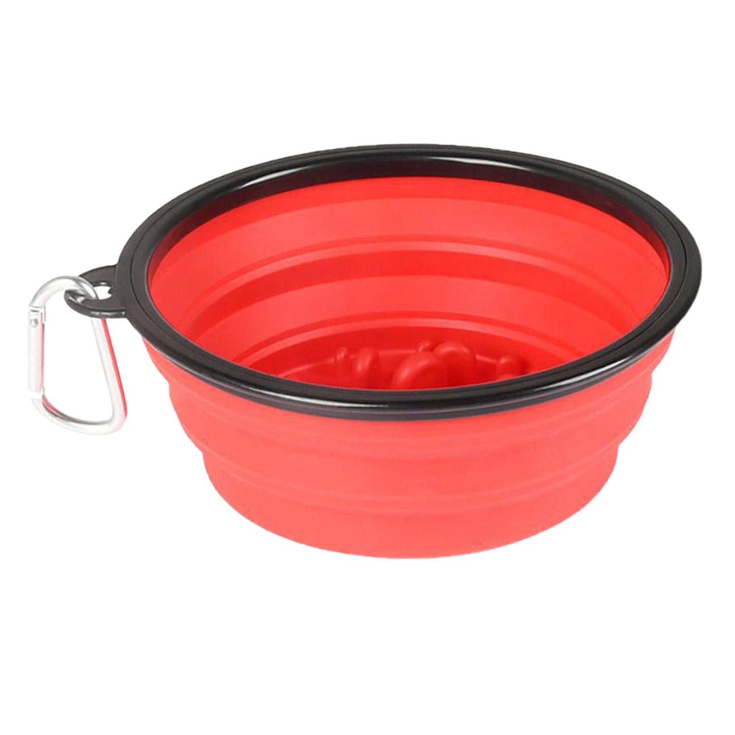 Slow Feeder Dog Bowl Collapsible Pet Cat Food Dish Water Feeding Red