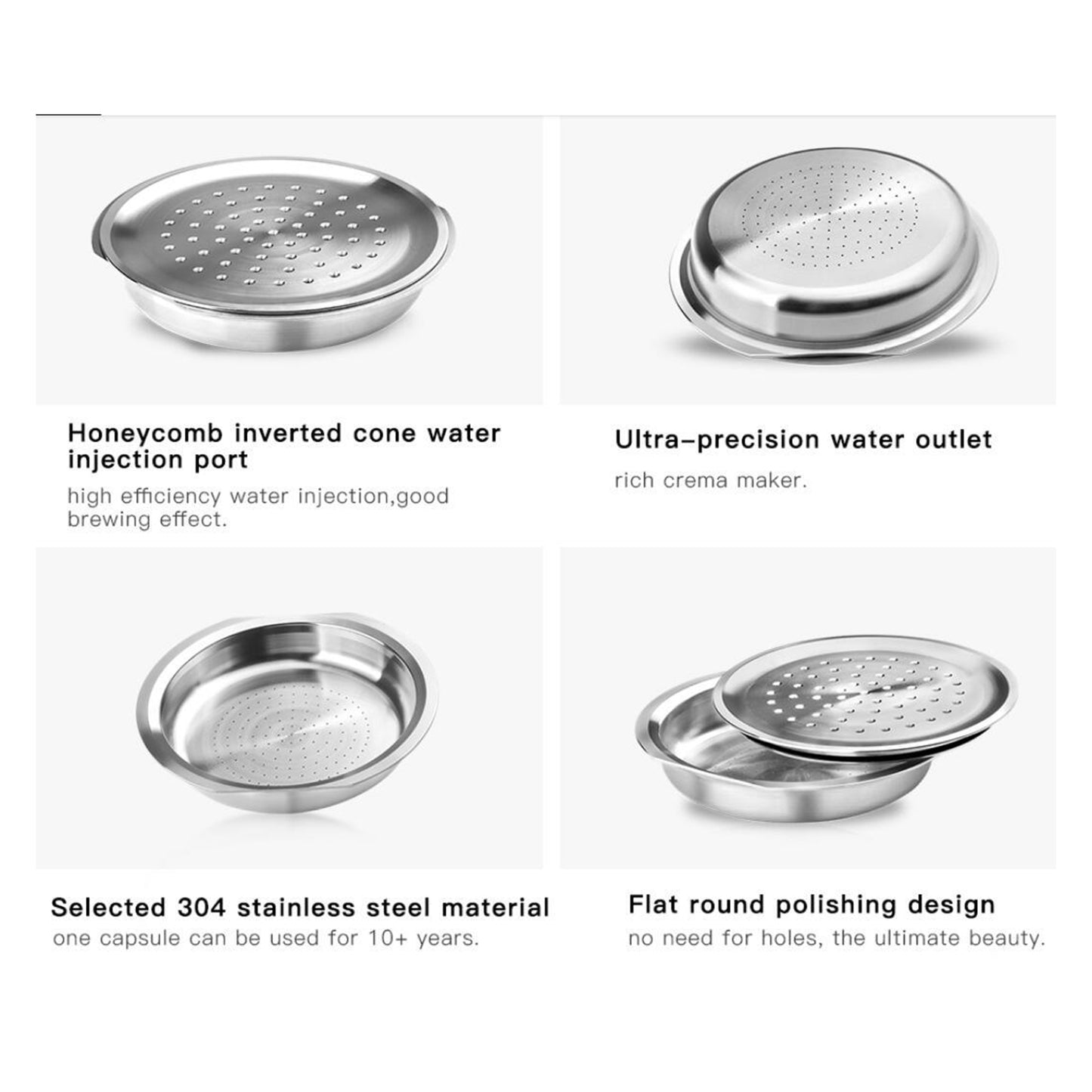 Stainless Steel Coffee Capsule with Brush Spoon for Senseo Coffee Machine