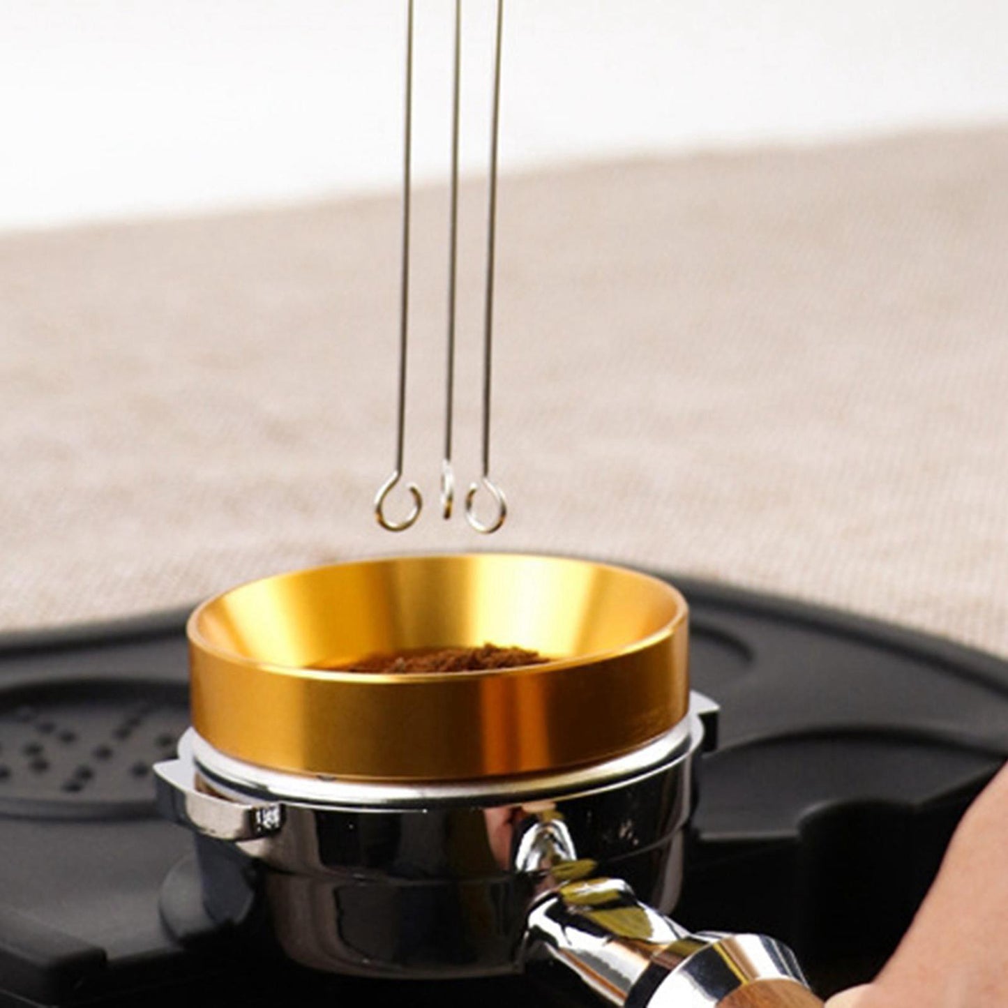 Stainless Steel Coffee Tamper Wider Stir Area Leveler Needle Ash Wood