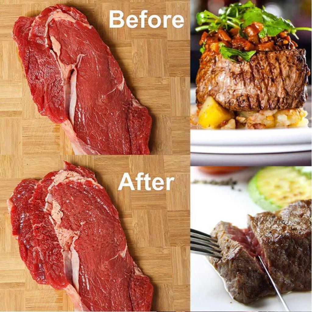 48 Needle Meat Tenderizer Stainless Steel Beef Steak Mallet Cooking White