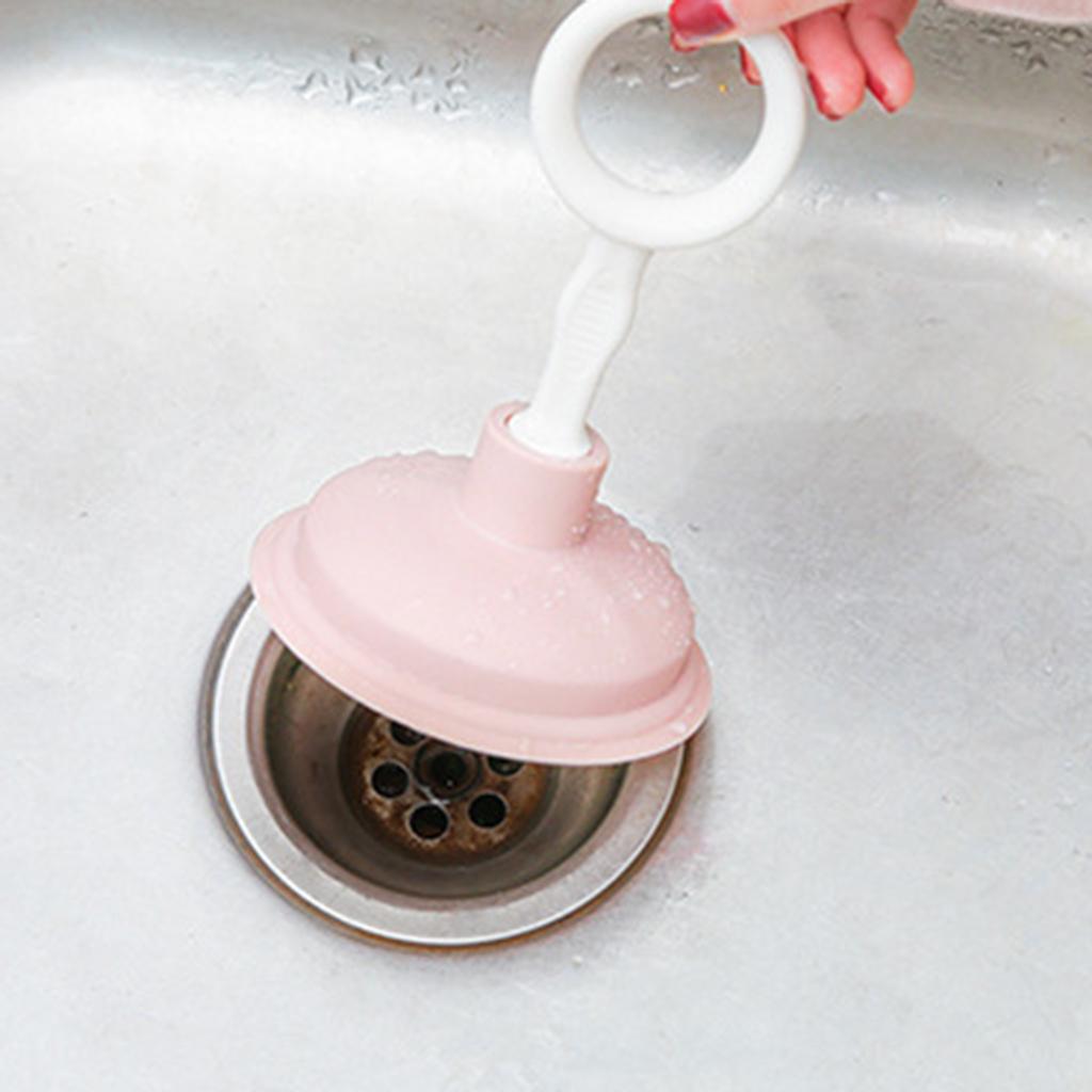 Pipeline Dredge Plunger Suction Pipe Cleaner Drain Bath Sink Cleaning Pink
