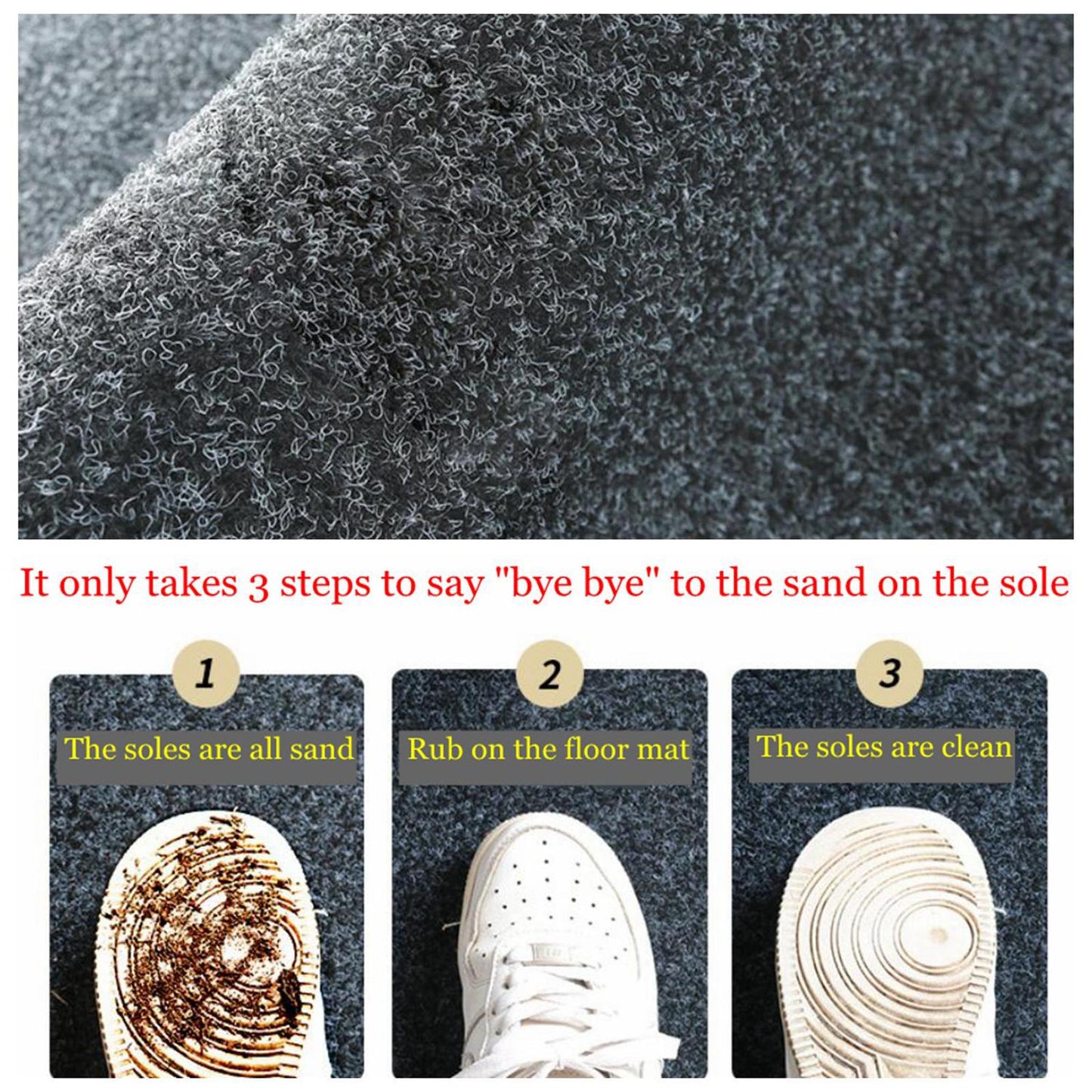 Door Mat Mats Doormats Front Entrance Door Mats Indoor & Outdoor Gray 60x90cm