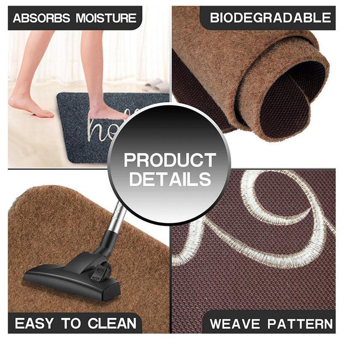 Door Mat Mats Doormats Front Entrance Door Mats Indoor & Outdoor Brown 60x90cm