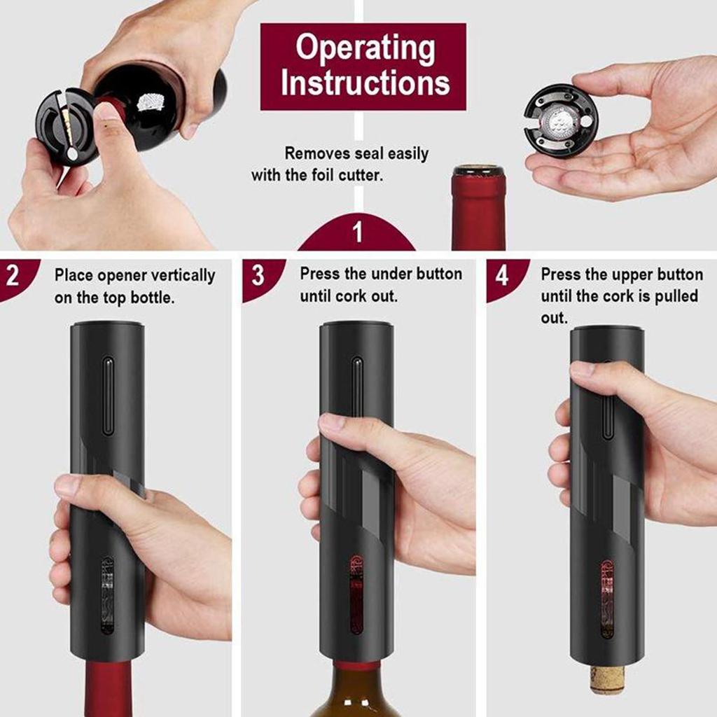 1pc Wine Opener Automatic Electric Corkscrew for Home Restaurant Party Bar Battery