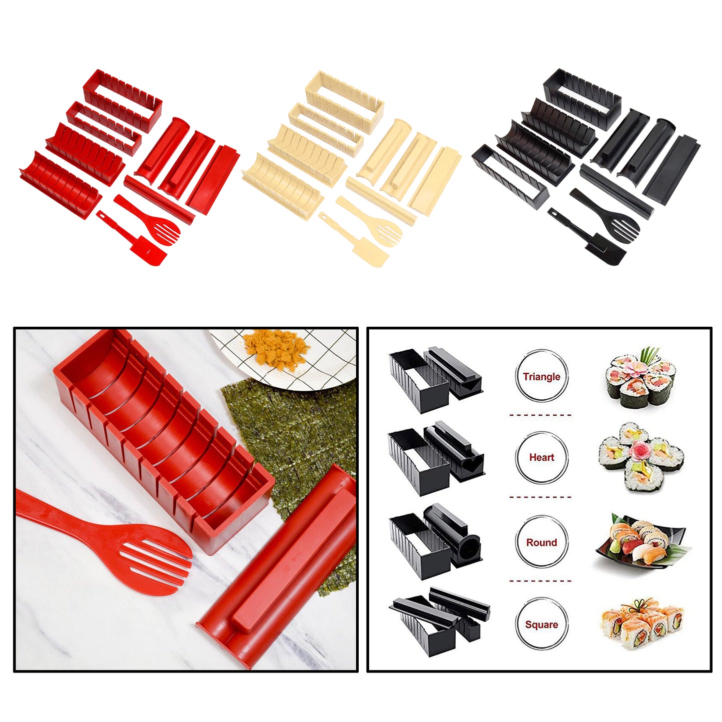 Sushi Making Kit Rice Roll Mold Making Sushi Tool for Kitchen Red