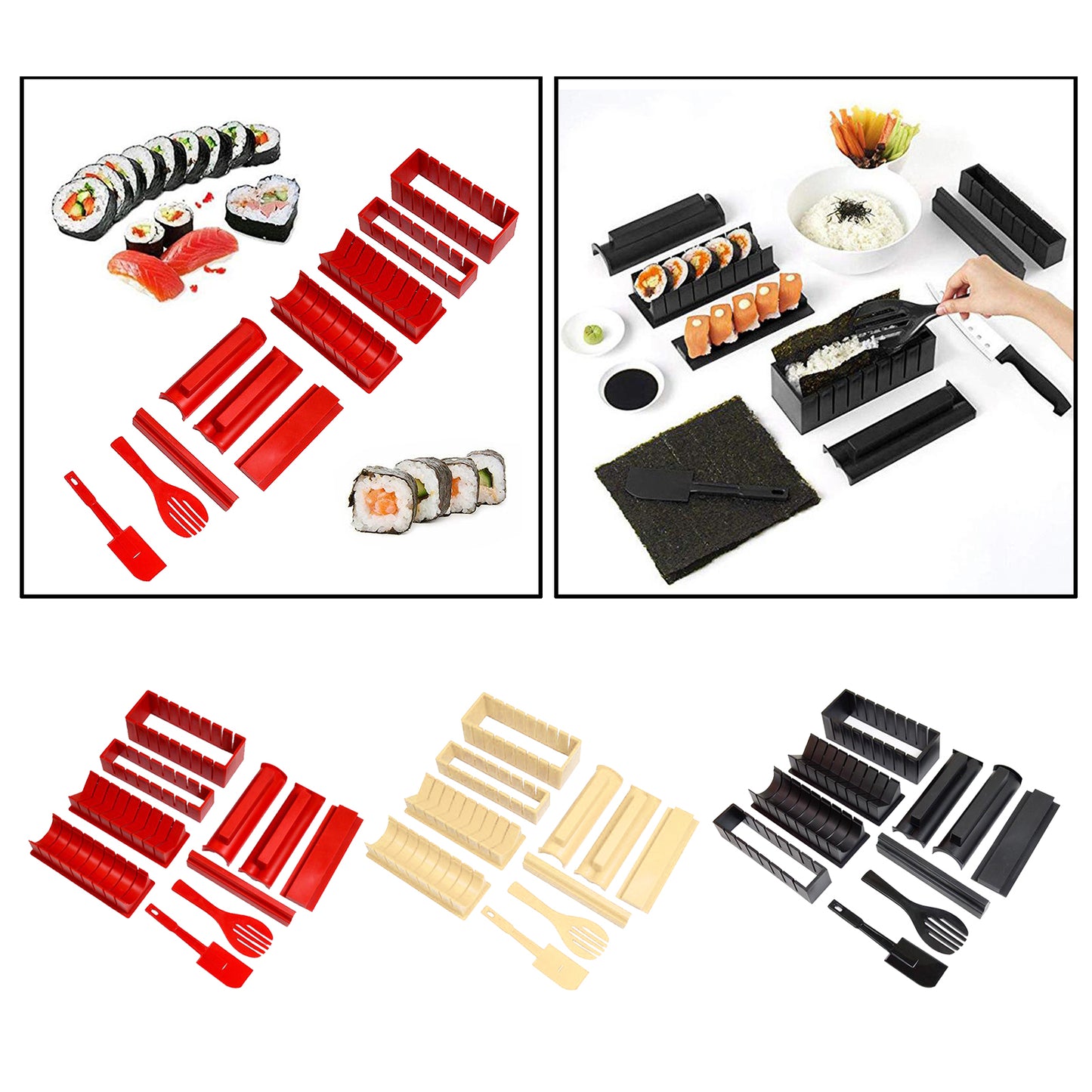 Sushi Making Kit Rice Roll Mold Making Sushi Tool for Kitchen Red