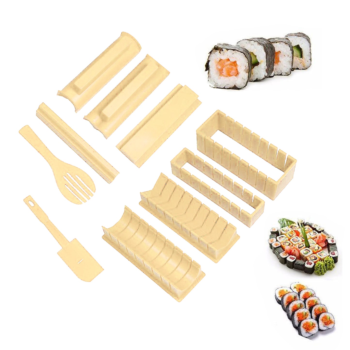 Sushi Making Kit Rice Roll Mold Making Sushi Tool for Kitchen Beige