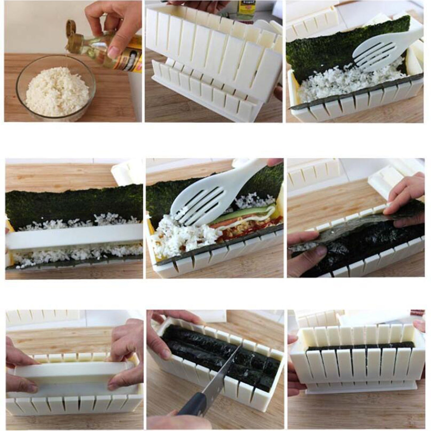 Sushi Making Kit Rice Roll Mold Making Sushi Tool for Kitchen Beige