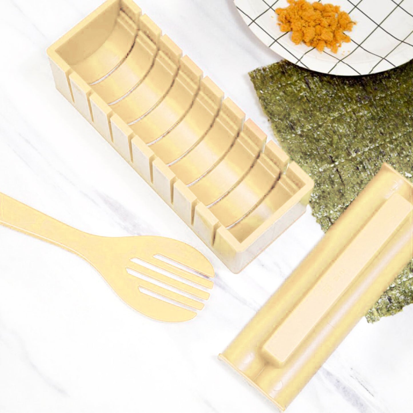 Sushi Making Kit Rice Roll Mold Making Sushi Tool for Kitchen Beige