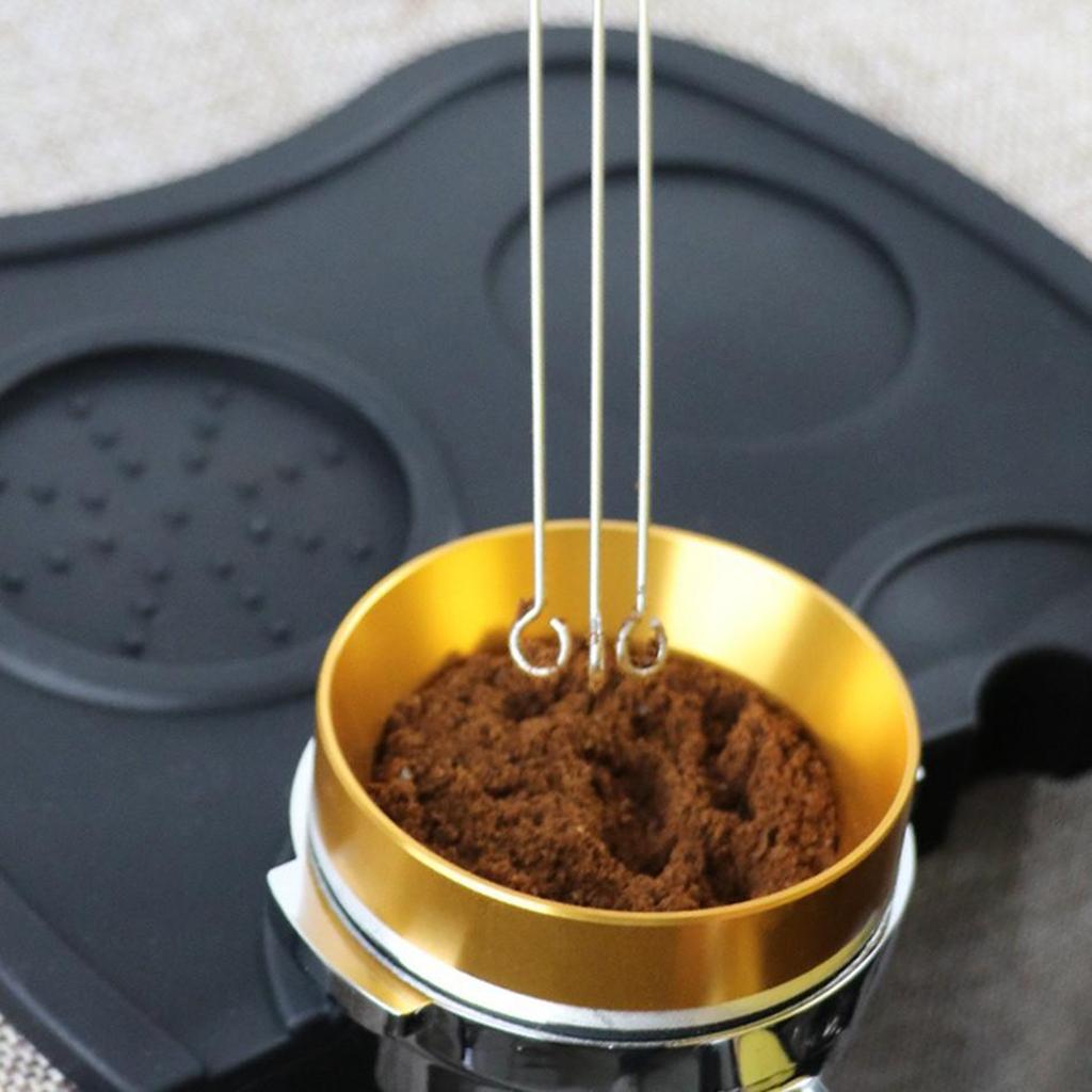 Wood Handle Coffee Tamper Needle Leveler Tool Arc-Shaped Stitch Universal silver beech
