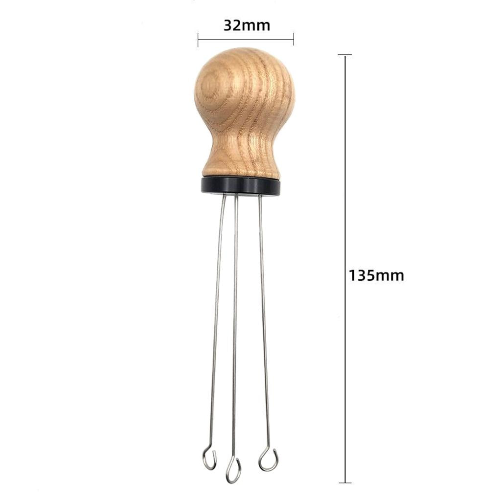 Wood Handle Coffee Tamper Needle Leveler Tool Arc-Shaped Stitch Universal black ash