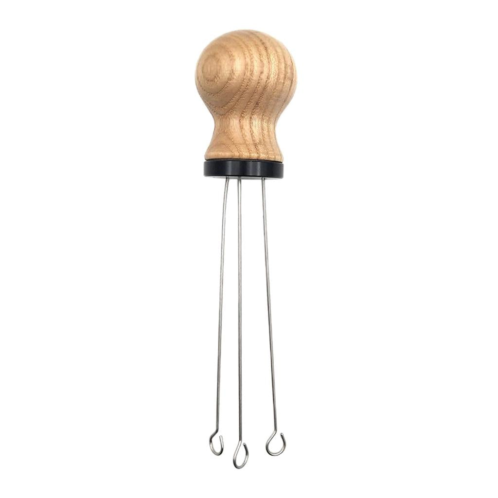 Wood Handle Coffee Tamper Needle Leveler Tool Arc-Shaped Stitch Universal black ash