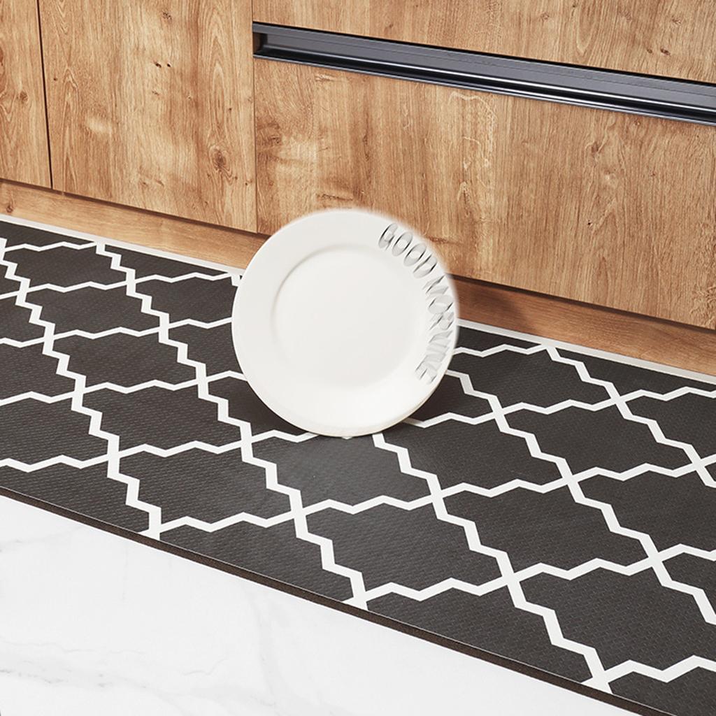 Nonslip Checked Kitchen Bedroom Mat Runner Rug Anti Fatigue Grey 150x45cm