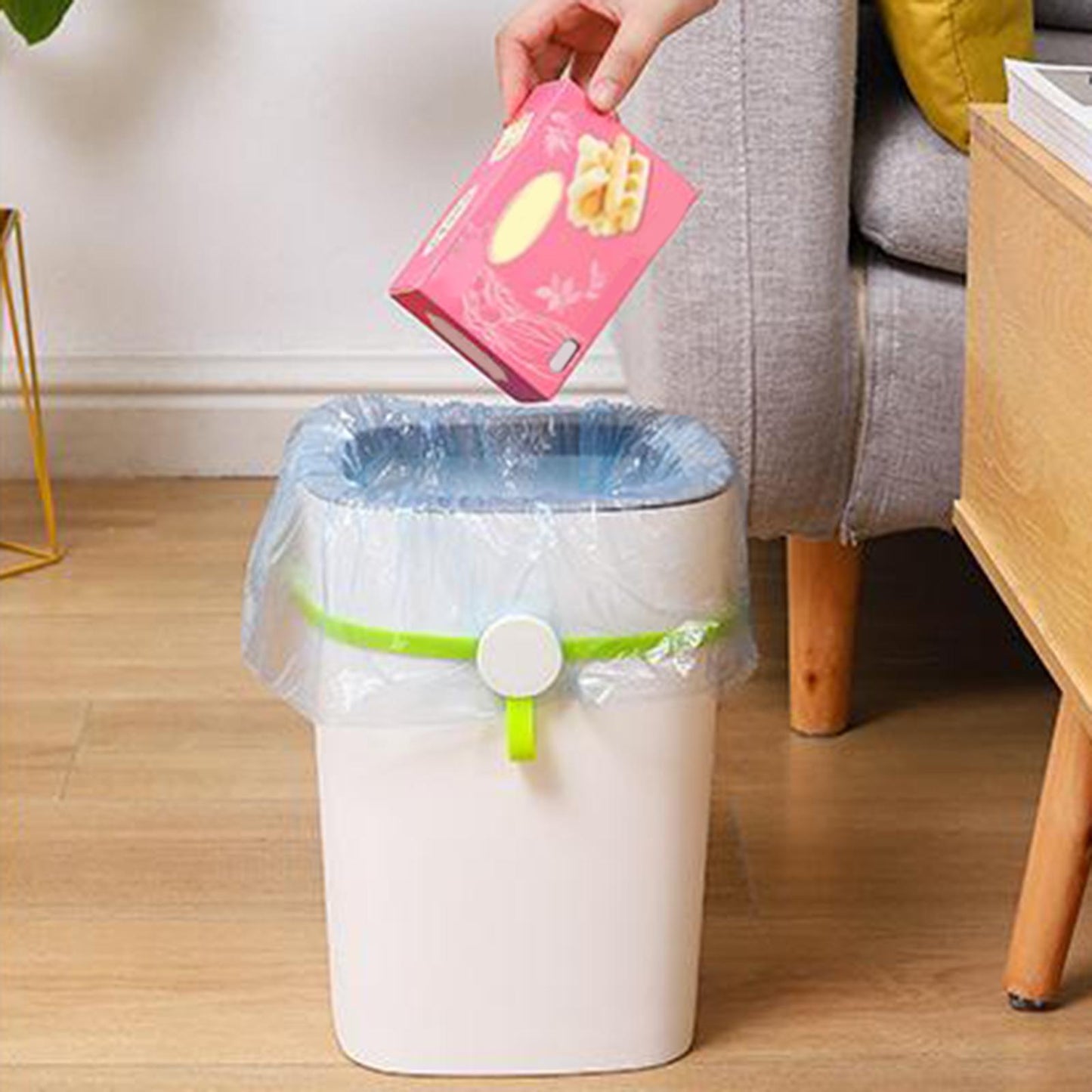 Trash Can Bag Buckle Bands Waste Basket Garbage Bin Clamps Clips Black