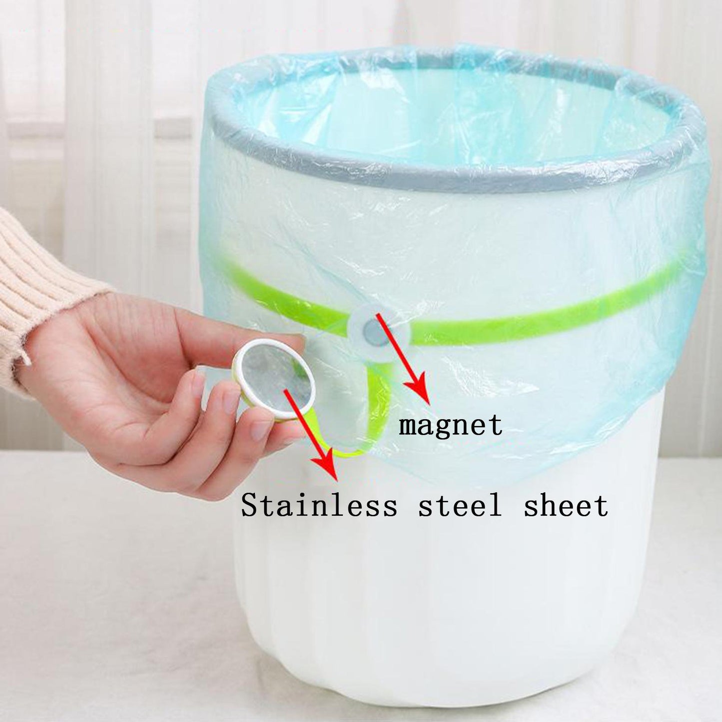 Trash Can Bag Buckle Bands Waste Basket Garbage Bin Clamps Clips Black