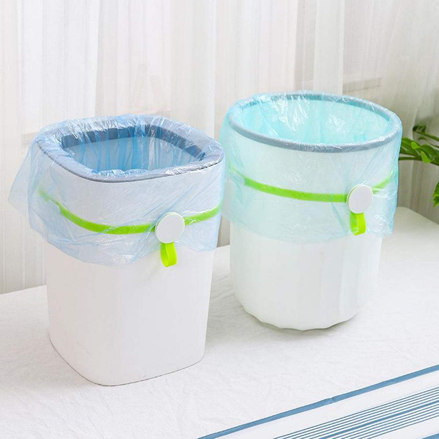 Trash Can Bag Buckle Bands Waste Basket Garbage Bin Clamps Clips Blue